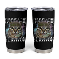 Tummy Ache Survivor Cat Meme Tumbler Cup Vintage 90s Graphic Funny Stomach Issues Bootleg - Wonder Print Shop