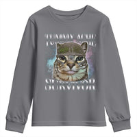 Tummy Ache Survivor Cat Meme Youth Sweatshirt Vintage 90s Graphic Funny Stomach Issues Bootleg - Wonder Print Shop