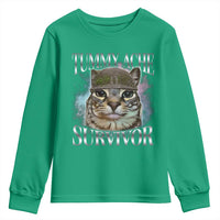 Tummy Ache Survivor Cat Meme Youth Sweatshirt Vintage 90s Graphic Funny Stomach Issues Bootleg - Wonder Print Shop