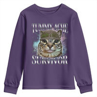Tummy Ache Survivor Cat Meme Youth Sweatshirt Vintage 90s Graphic Funny Stomach Issues Bootleg - Wonder Print Shop