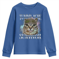 Tummy Ache Survivor Cat Meme Youth Sweatshirt Vintage 90s Graphic Funny Stomach Issues Bootleg - Wonder Print Shop