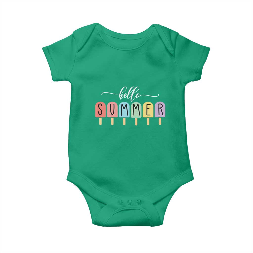 Hello Summer Vacation Ice Cream Popsicle Ice Lolly Baby Onesie - Wonder Print Shop