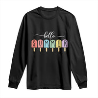 Hello Summer Vacation Ice Cream Popsicle Ice Lolly Long Sleeve Shirt - Wonder Print Shop