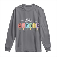 Hello Summer Vacation Ice Cream Popsicle Ice Lolly Long Sleeve Shirt - Wonder Print Shop