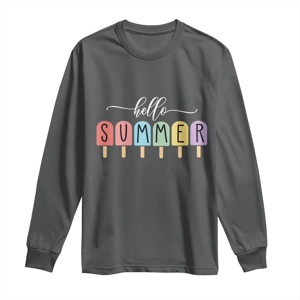 Hello Summer Vacation Ice Cream Popsicle Ice Lolly Long Sleeve Shirt - Wonder Print Shop