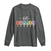 Hello Summer Vacation Ice Cream Popsicle Ice Lolly Long Sleeve Shirt - Wonder Print Shop