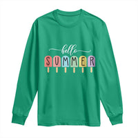 Hello Summer Vacation Ice Cream Popsicle Ice Lolly Long Sleeve Shirt - Wonder Print Shop