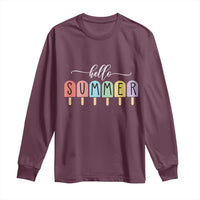 Hello Summer Vacation Ice Cream Popsicle Ice Lolly Long Sleeve Shirt - Wonder Print Shop