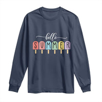 Hello Summer Vacation Ice Cream Popsicle Ice Lolly Long Sleeve Shirt - Wonder Print Shop
