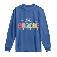Hello Summer Vacation Ice Cream Popsicle Ice Lolly Long Sleeve Shirt - Wonder Print Shop