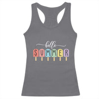 Hello Summer Vacation Ice Cream Popsicle Ice Lolly Racerback Tank Top - Wonder Print Shop