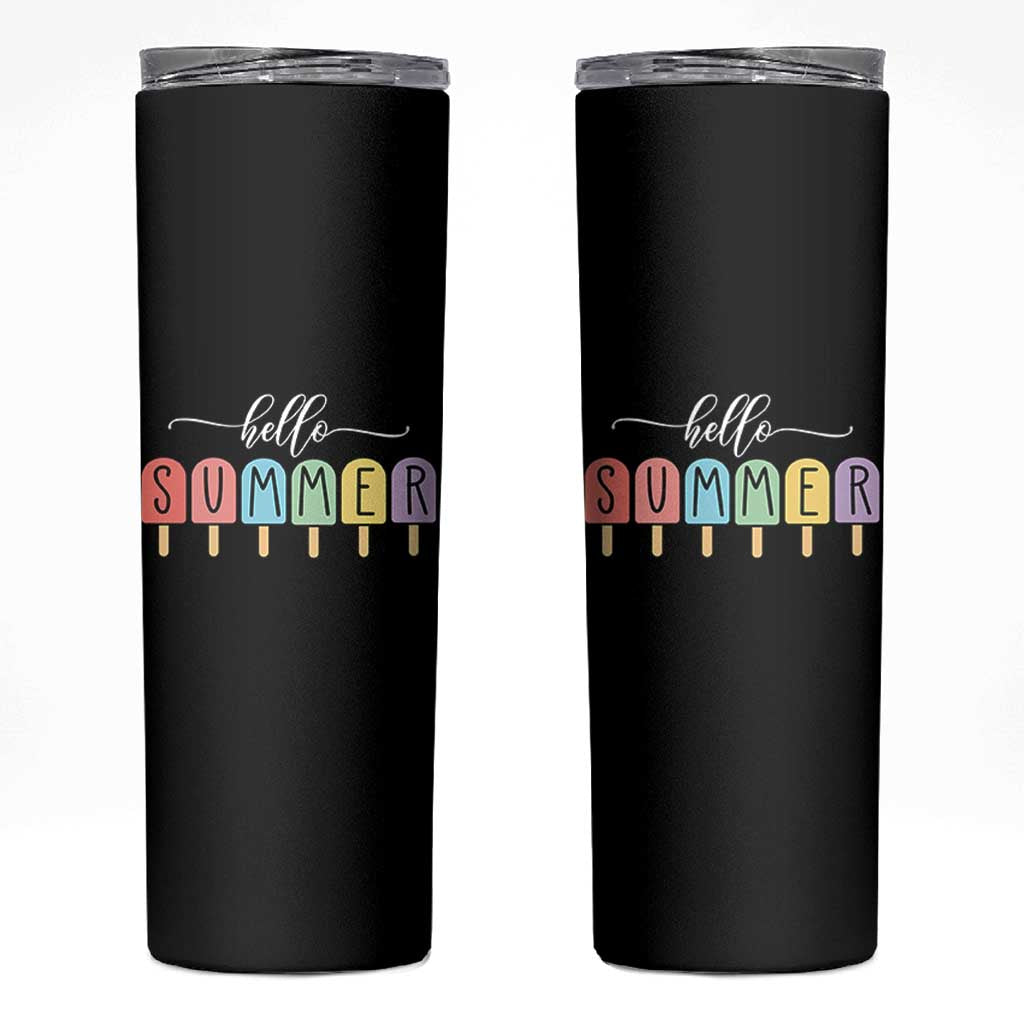 Hello Summer Vacation Ice Cream Popsicle Ice Lolly Skinny Tumbler - Wonder Print Shop