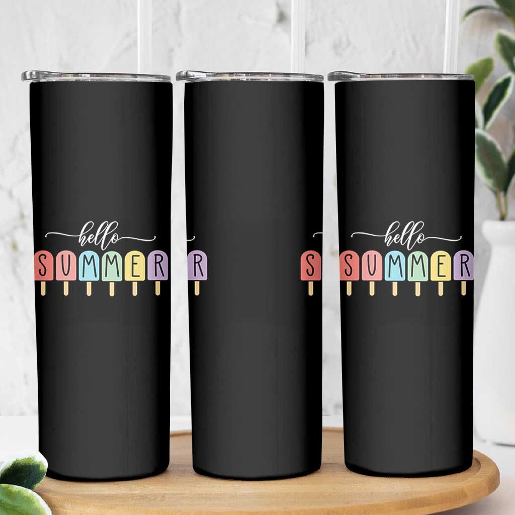 Hello Summer Vacation Ice Cream Popsicle Ice Lolly Skinny Tumbler - Wonder Print Shop