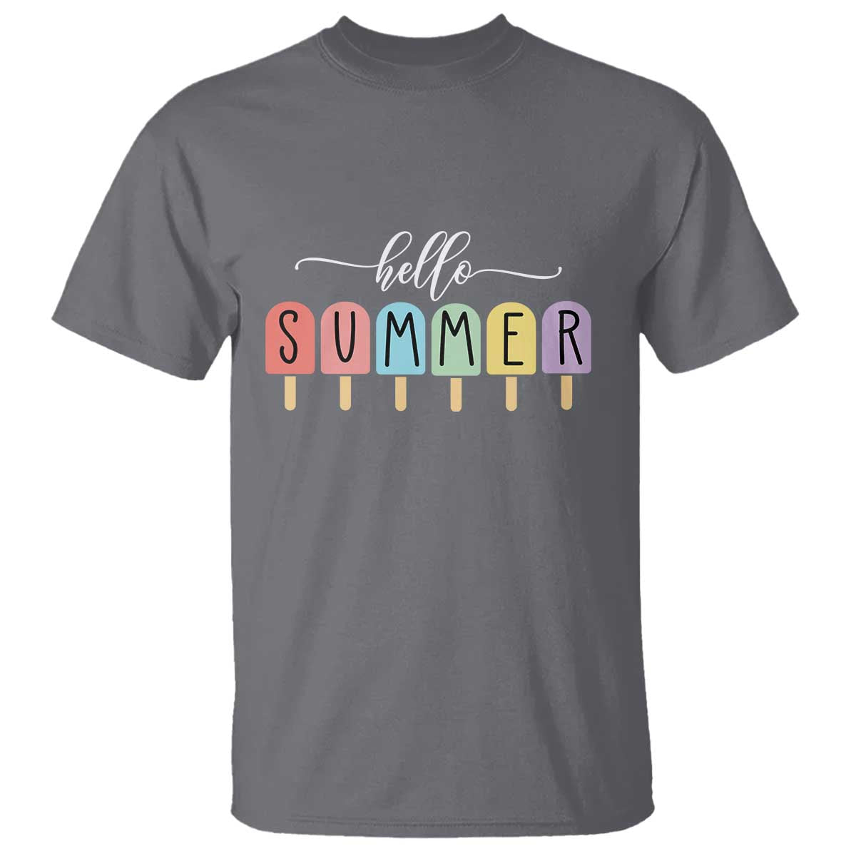 Hello Summer Vacation Ice Cream Popsicle Ice Lolly T Shirt - Wonder Print Shop