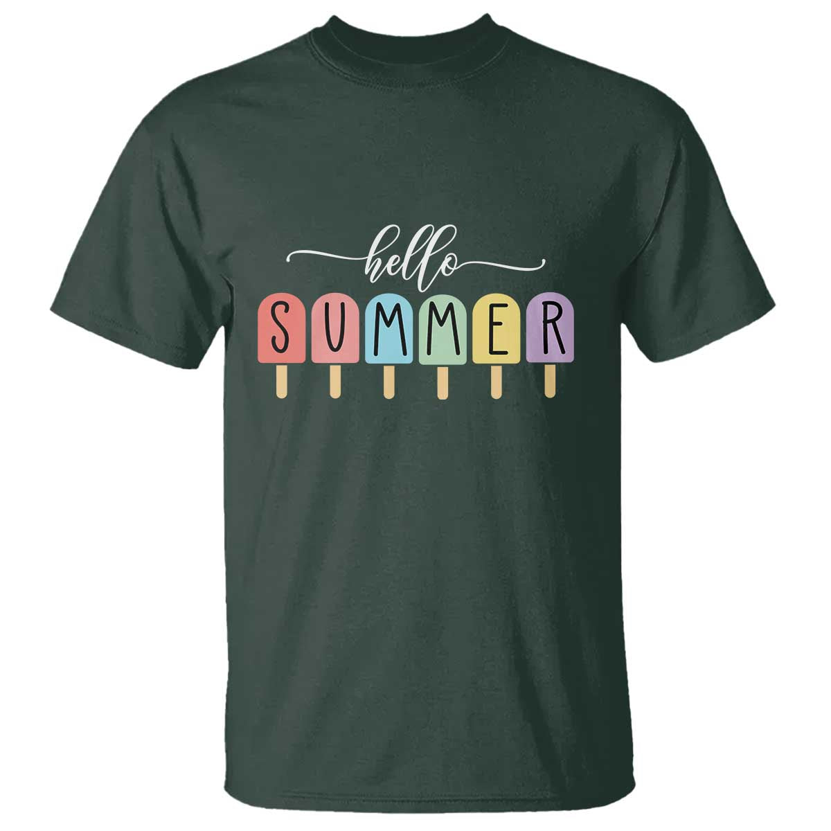Hello Summer Vacation Ice Cream Popsicle Ice Lolly T Shirt - Wonder Print Shop