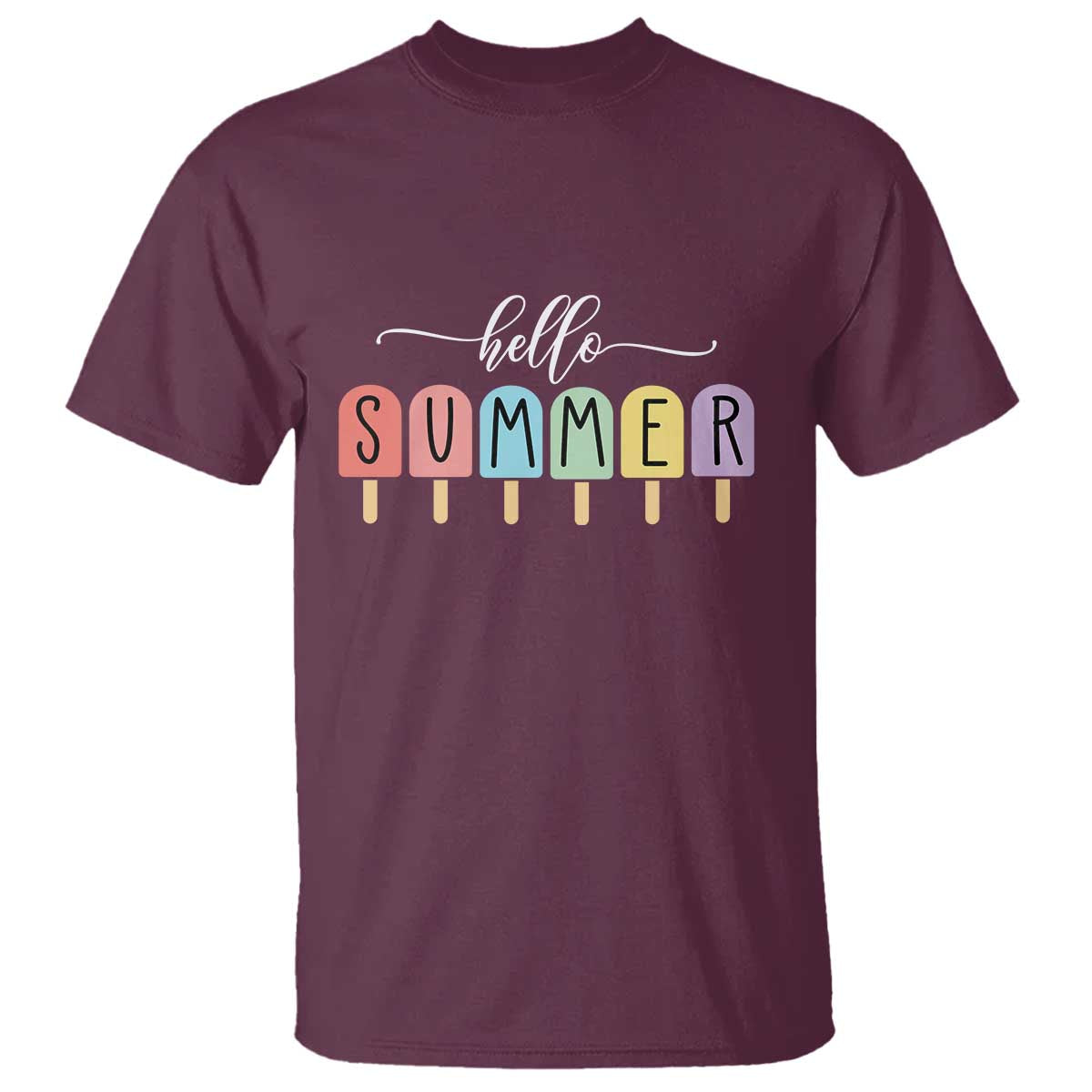 Hello Summer Vacation Ice Cream Popsicle Ice Lolly T Shirt - Wonder Print Shop