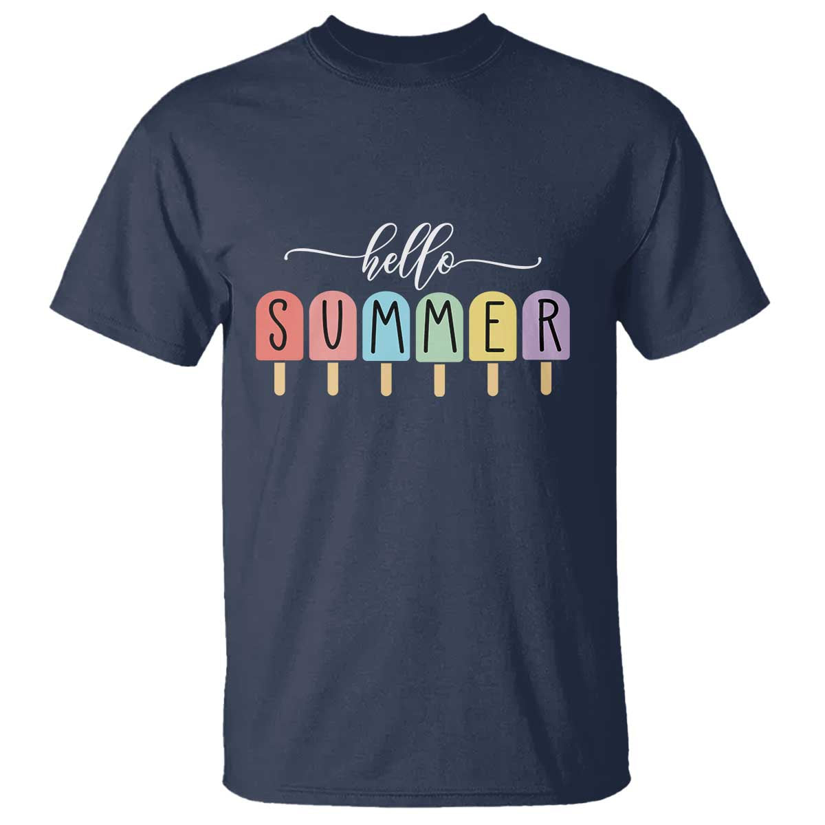 Hello Summer Vacation Ice Cream Popsicle Ice Lolly T Shirt - Wonder Print Shop