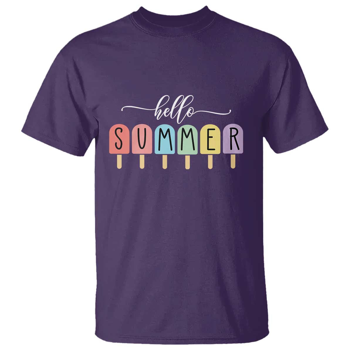 Hello Summer Vacation Ice Cream Popsicle Ice Lolly T Shirt - Wonder Print Shop