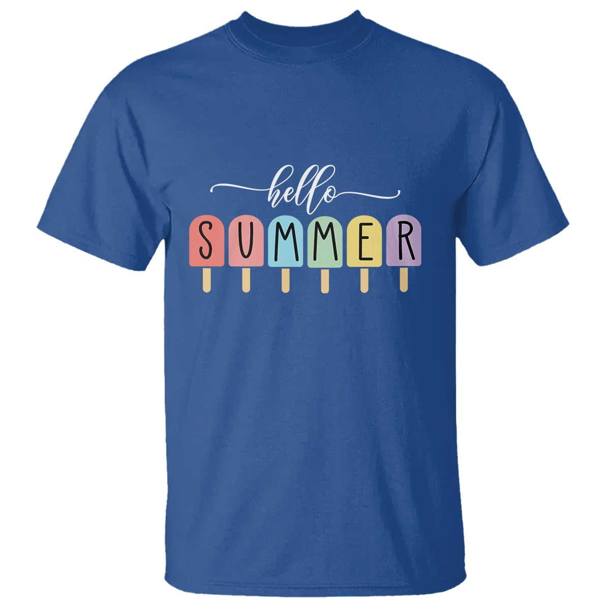 Hello Summer Vacation Ice Cream Popsicle Ice Lolly T Shirt - Wonder Print Shop