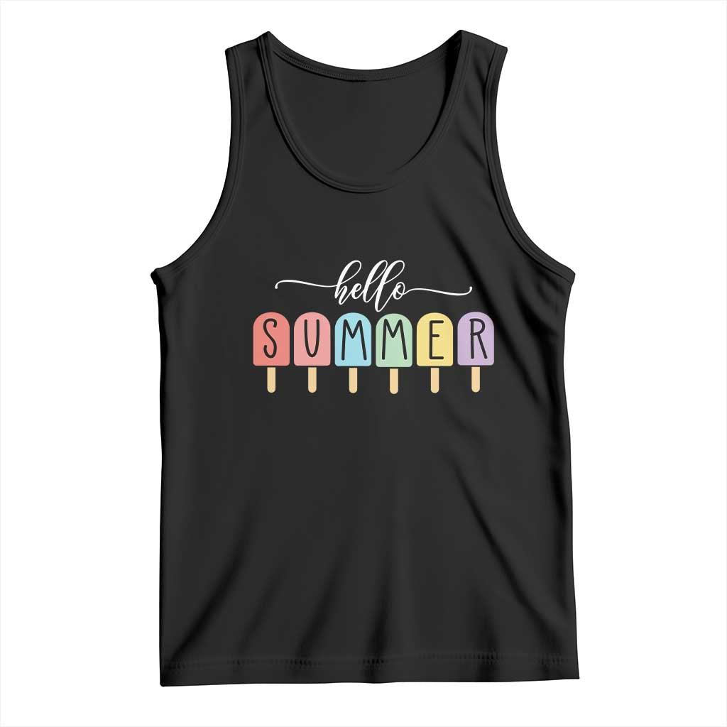 Hello Summer Vacation Ice Cream Popsicle Ice Lolly Tank Top - Wonder Print Shop