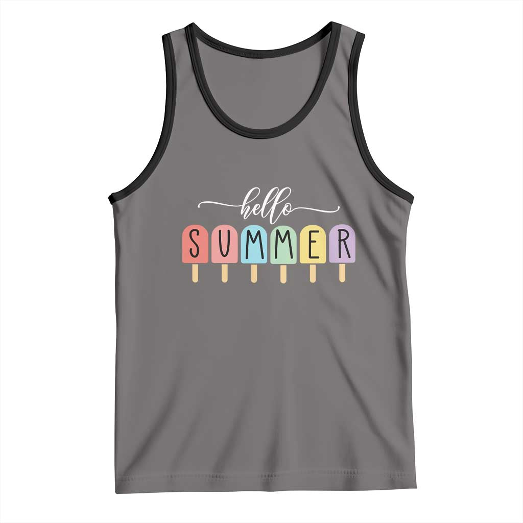 Hello Summer Vacation Ice Cream Popsicle Ice Lolly Tank Top - Wonder Print Shop