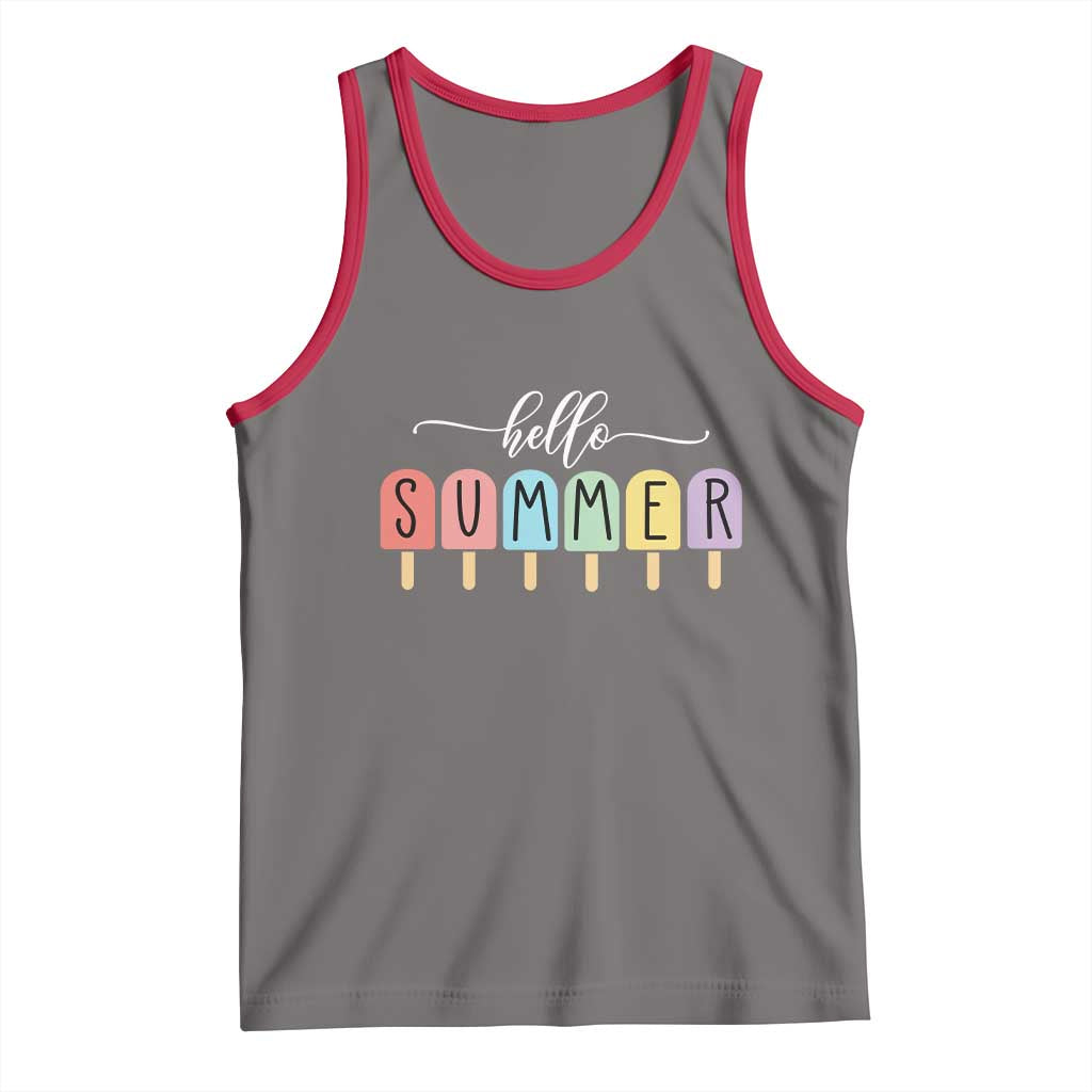 Hello Summer Vacation Ice Cream Popsicle Ice Lolly Tank Top - Wonder Print Shop