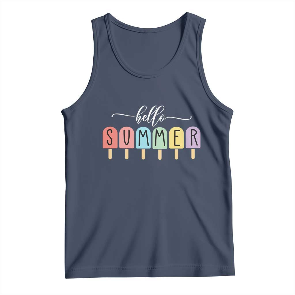 Hello Summer Vacation Ice Cream Popsicle Ice Lolly Tank Top - Wonder Print Shop
