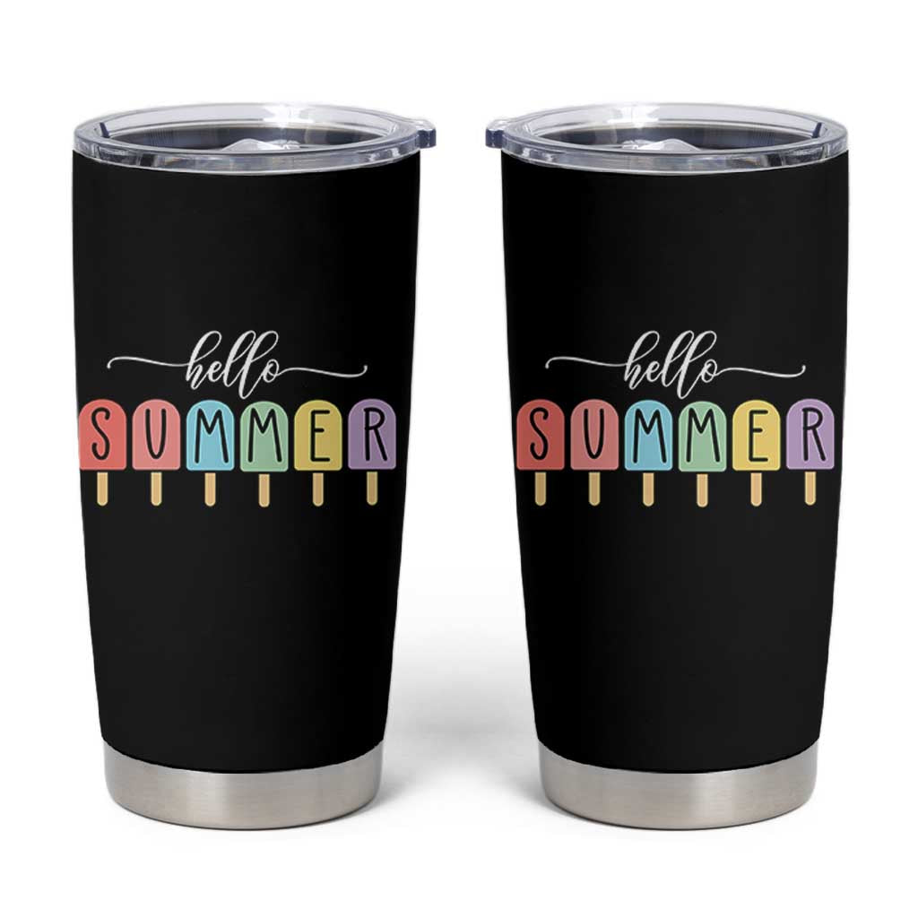 Hello Summer Vacation Ice Cream Popsicle Ice Lolly Tumbler Cup - Wonder Print Shop