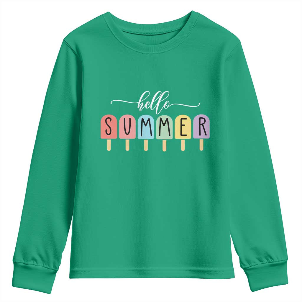 Hello Summer Vacation Ice Cream Popsicle Ice Lolly Youth Sweatshirt - Wonder Print Shop