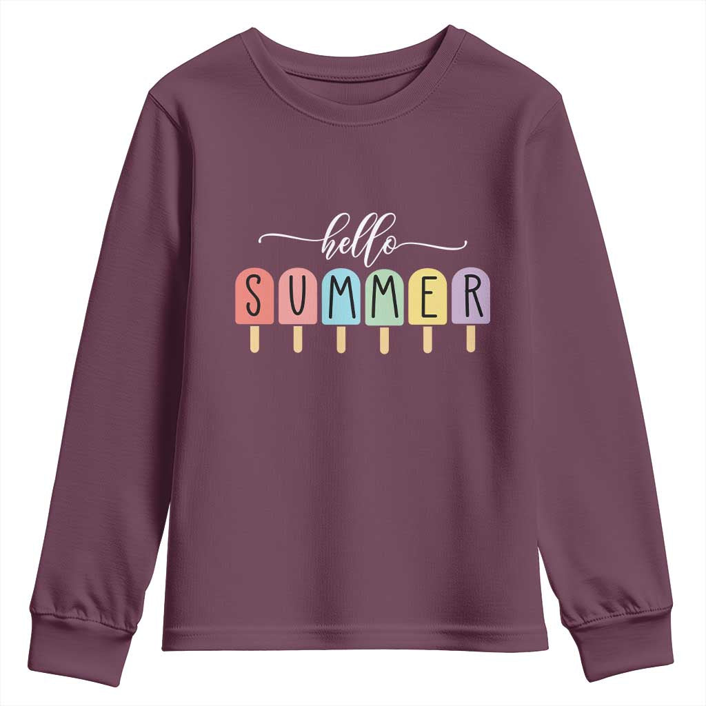 Hello Summer Vacation Ice Cream Popsicle Ice Lolly Youth Sweatshirt - Wonder Print Shop