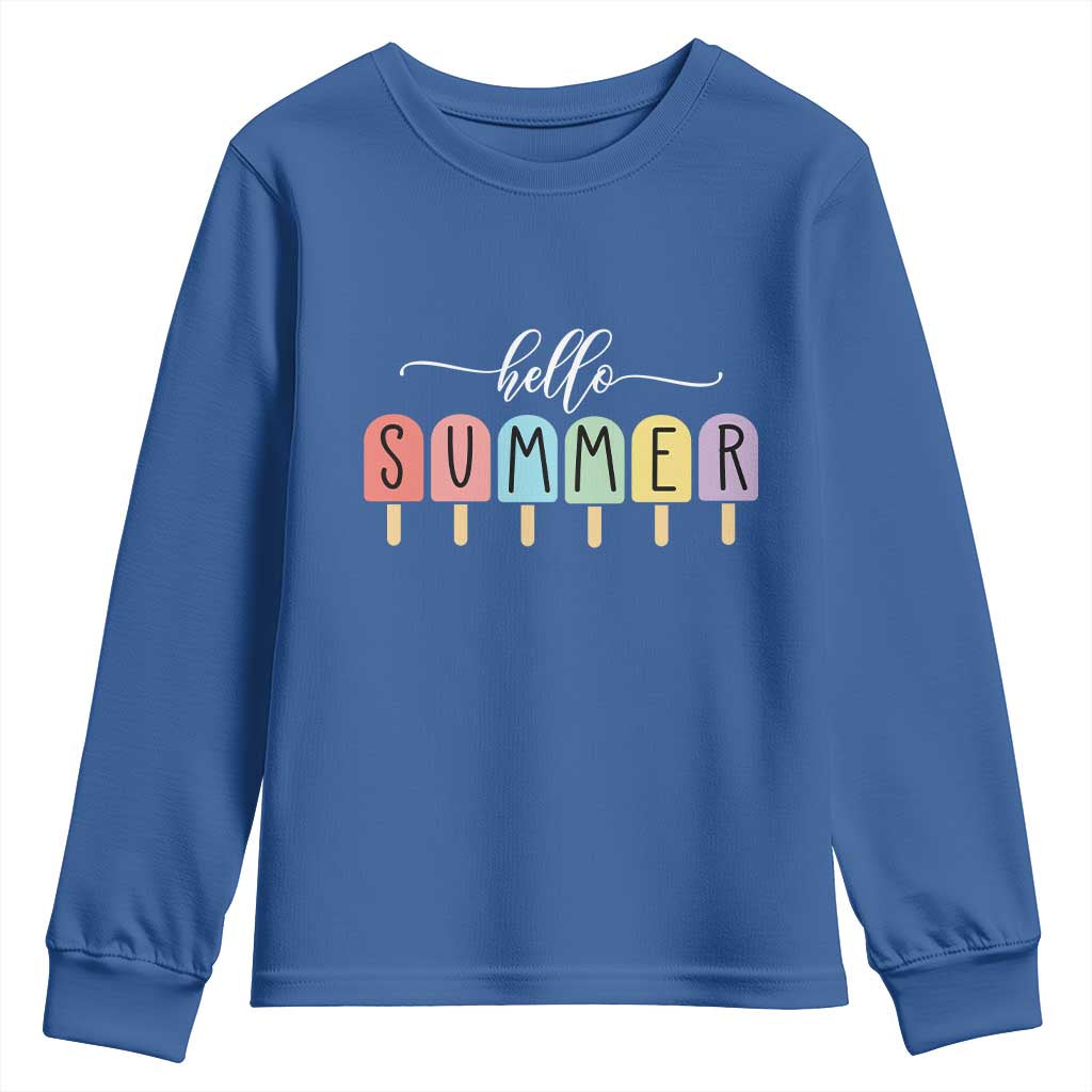 Hello Summer Vacation Ice Cream Popsicle Ice Lolly Youth Sweatshirt - Wonder Print Shop