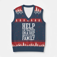Funny Family Cruise V-Neck Knit Sweater Vest Vacation Trip Matching Cruise Ship - Wonder Print Shop