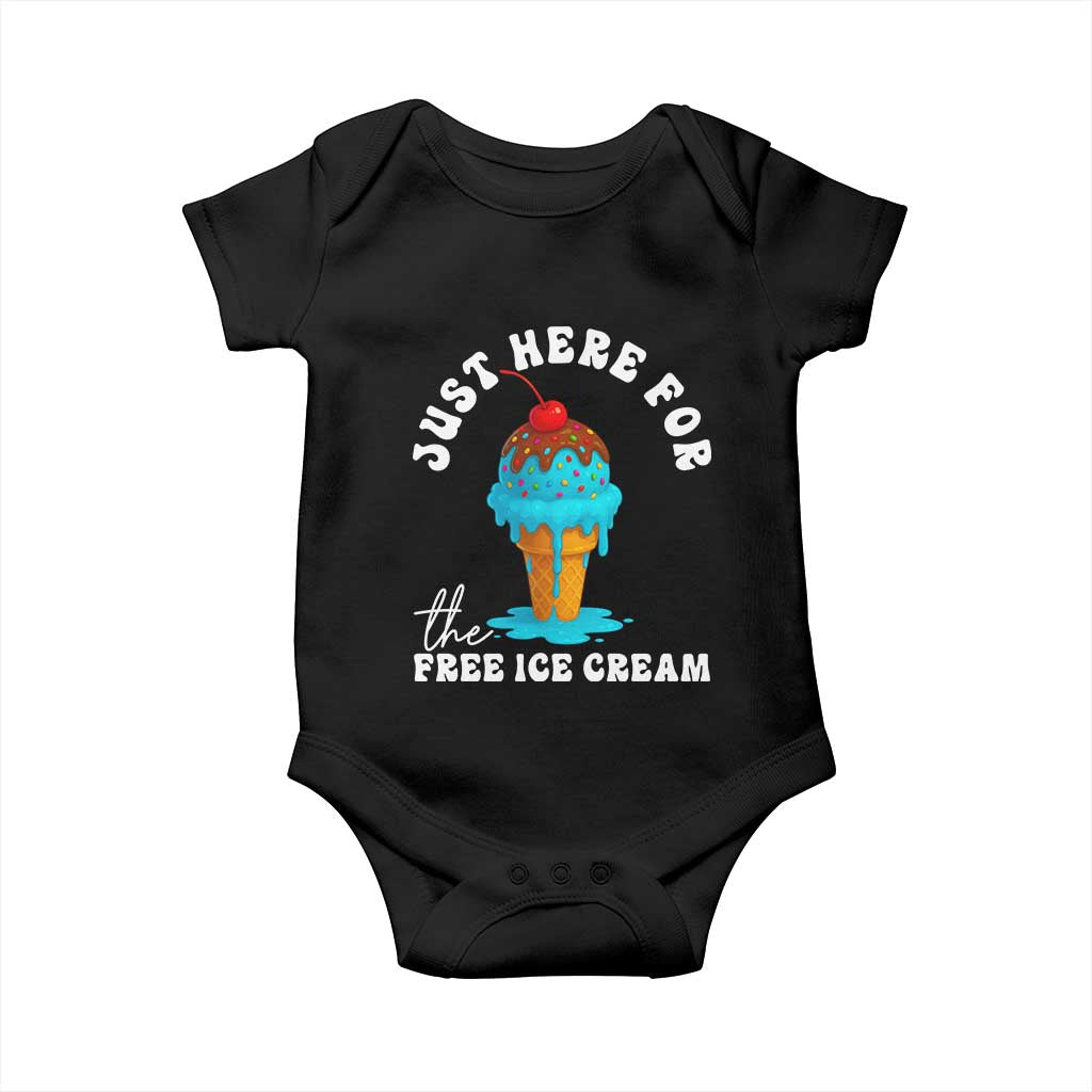 I'm Just Here For The Free Ice Cream Baby Onesie Funny Cruise Summer Vacation - Wonder Print Shop