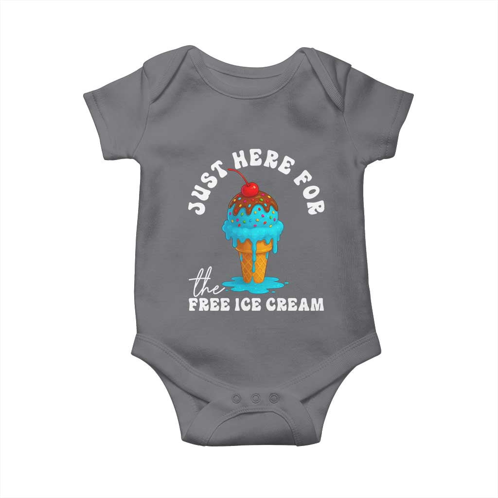 I'm Just Here For The Free Ice Cream Baby Onesie Funny Cruise Summer Vacation - Wonder Print Shop