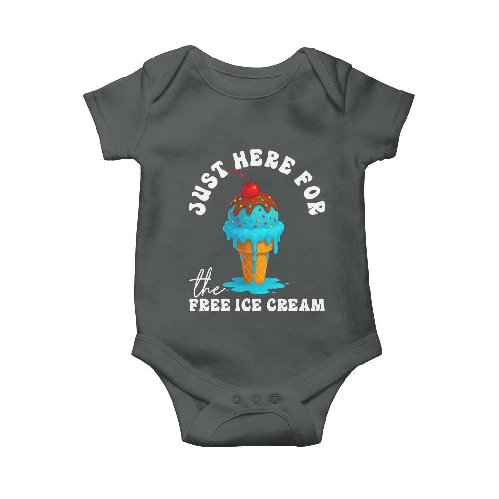 I'm Just Here For The Free Ice Cream Baby Onesie Funny Cruise Summer Vacation - Wonder Print Shop