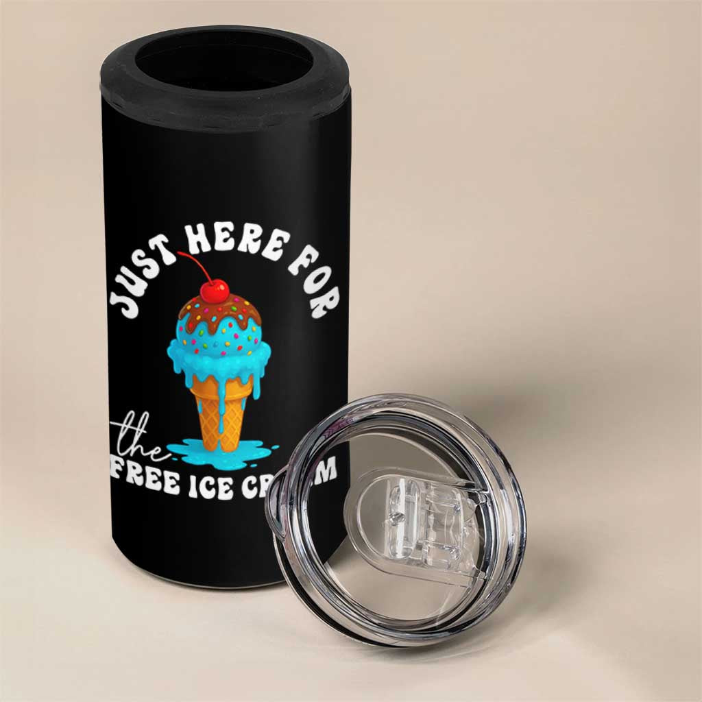 I'm Just Here For The Free Ice Cream 4 in 1 Can Cooler Tumbler Funny Cruise Summer Vacation - Wonder Print Shop
