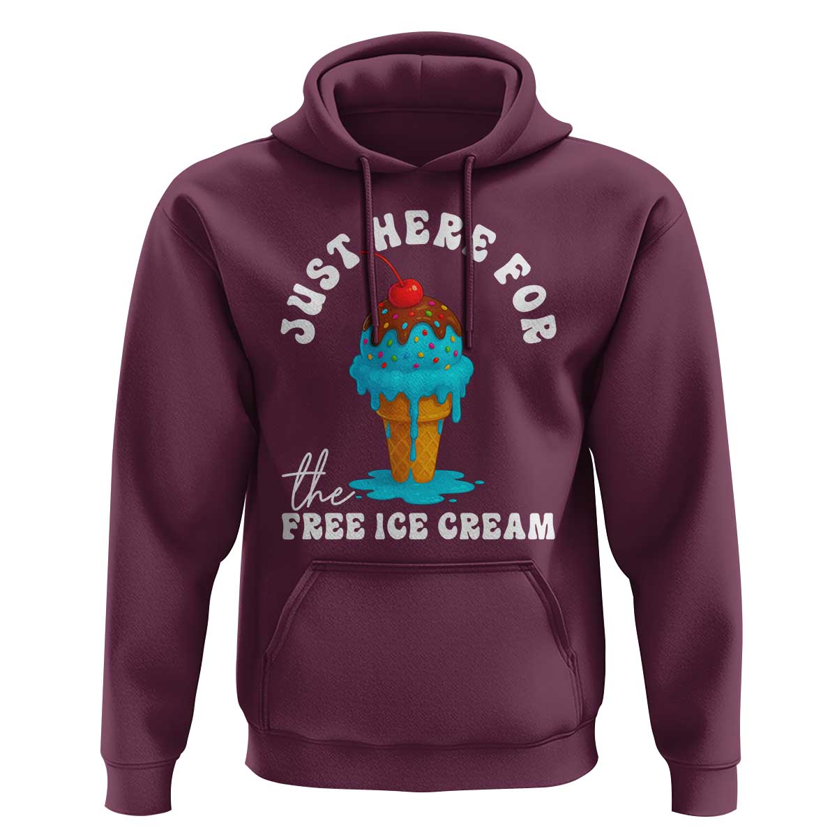 I'm Just Here For The Free Ice Cream Hoodie Funny Cruise Summer Vacation - Wonder Print Shop