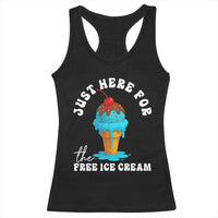 I'm Just Here For The Free Ice Cream Racerback Tank Top Funny Cruise Summer Vacation - Wonder Print Shop