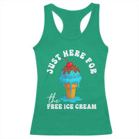 I'm Just Here For The Free Ice Cream Racerback Tank Top Funny Cruise Summer Vacation - Wonder Print Shop