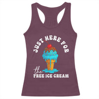 I'm Just Here For The Free Ice Cream Racerback Tank Top Funny Cruise Summer Vacation - Wonder Print Shop