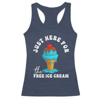 I'm Just Here For The Free Ice Cream Racerback Tank Top Funny Cruise Summer Vacation - Wonder Print Shop
