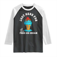 I'm Just Here For The Free Ice Cream Raglan Shirt Funny Cruise Summer Vacation - Wonder Print Shop