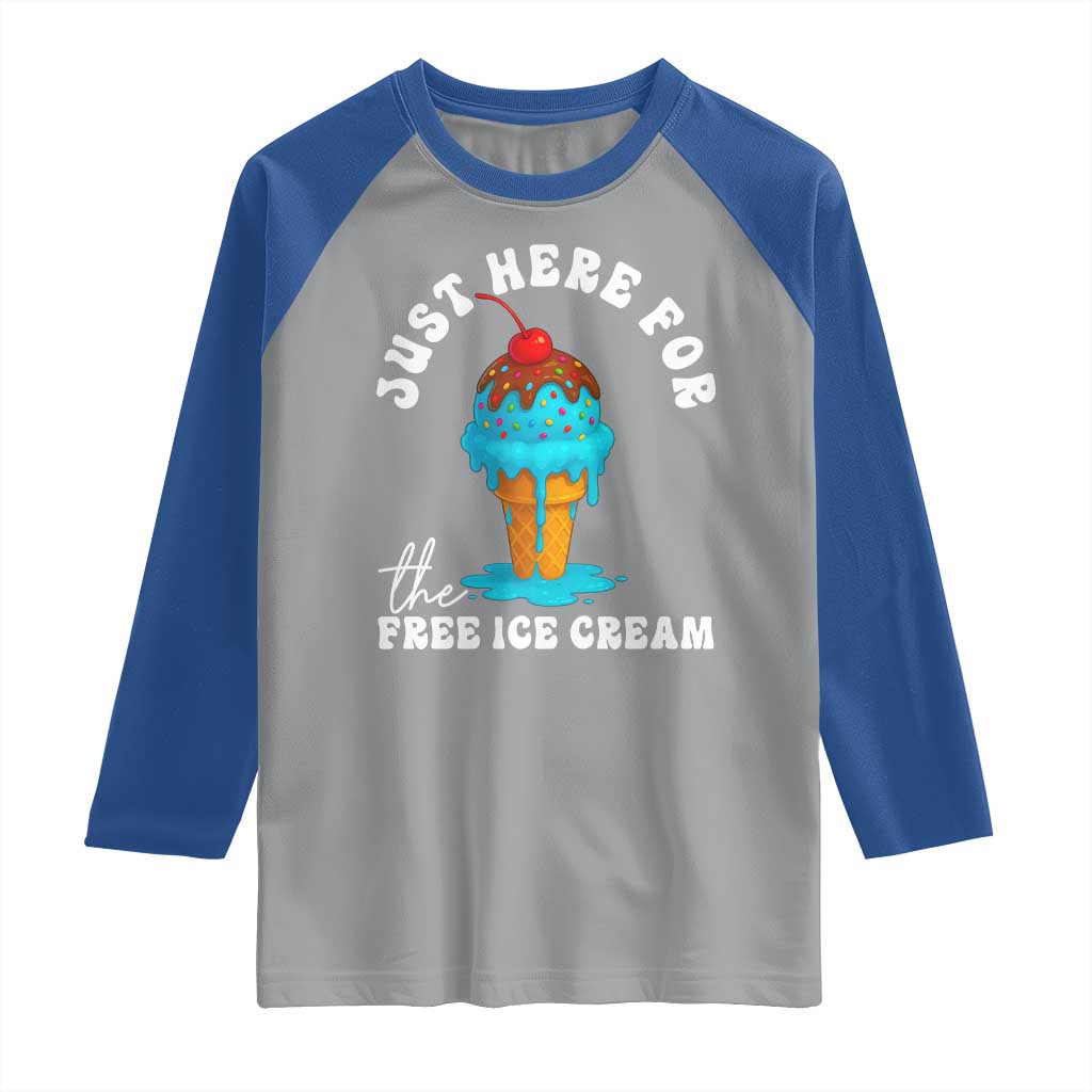 I'm Just Here For The Free Ice Cream Raglan Shirt Funny Cruise Summer Vacation - Wonder Print Shop