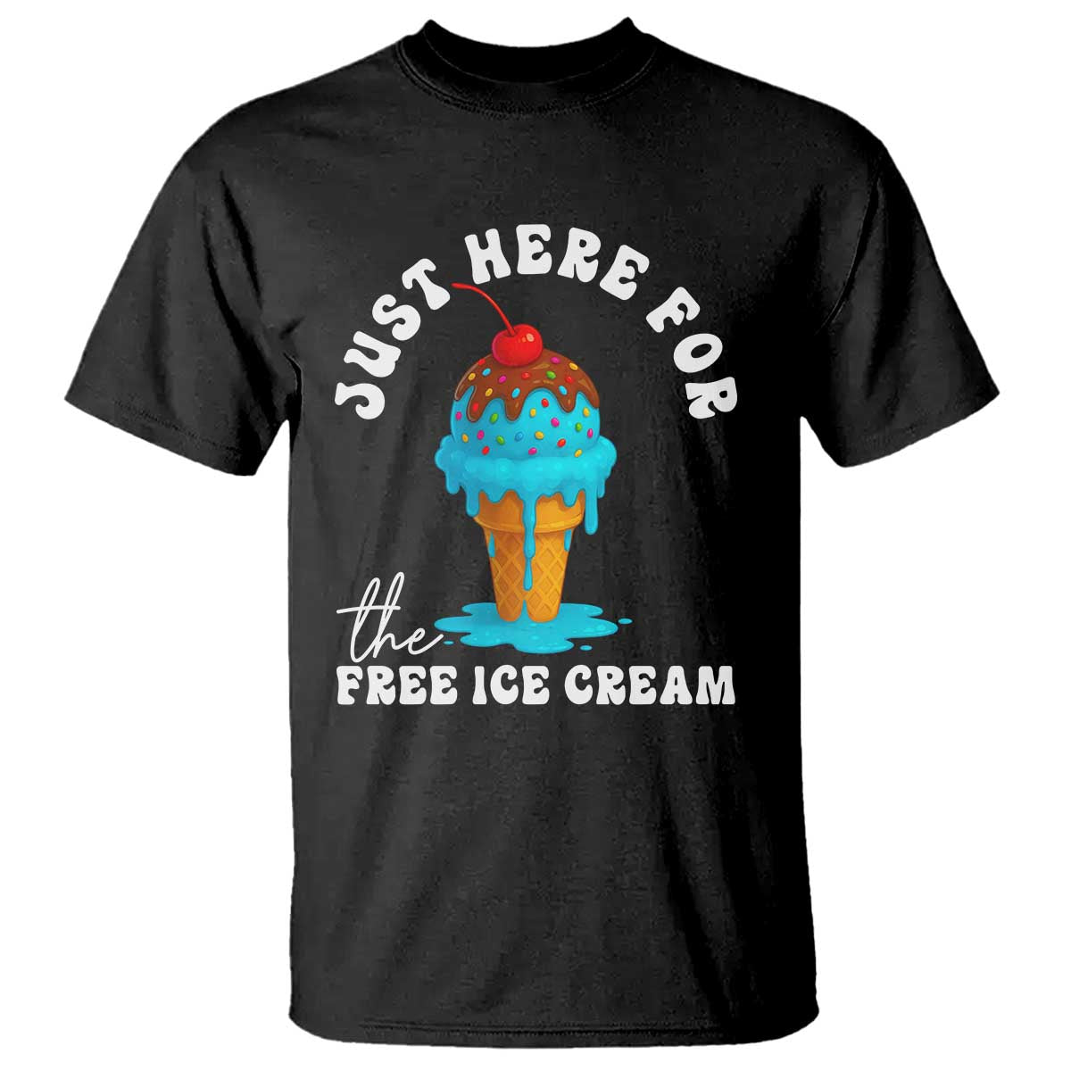 I'm Just Here For The Free Ice Cream T Shirt Funny Cruise Summer Vacation - Wonder Print Shop