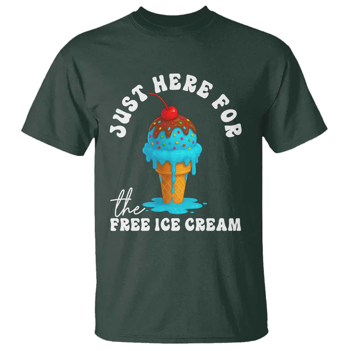 I'm Just Here For The Free Ice Cream T Shirt Funny Cruise Summer Vacation - Wonder Print Shop