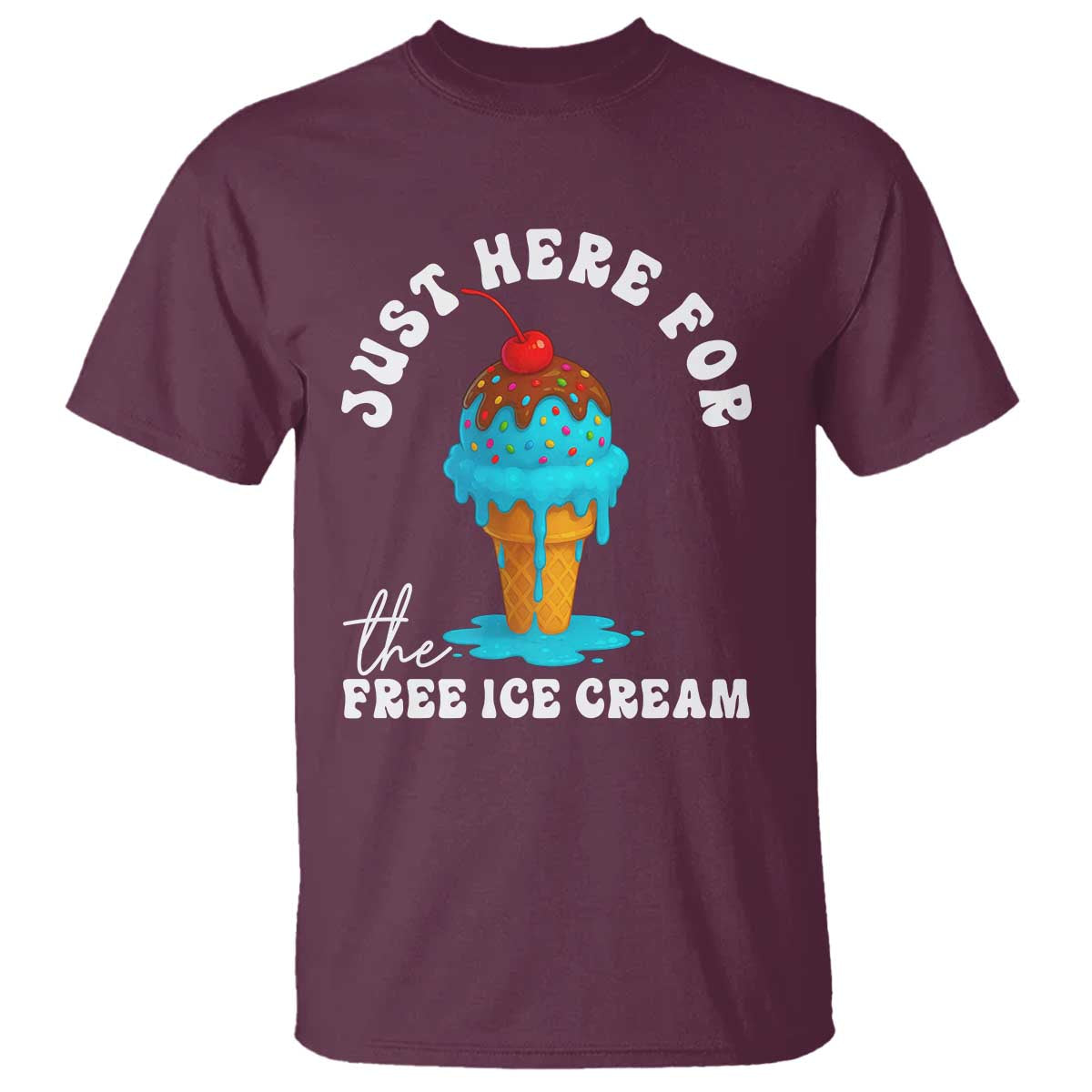 I'm Just Here For The Free Ice Cream T Shirt Funny Cruise Summer Vacation - Wonder Print Shop