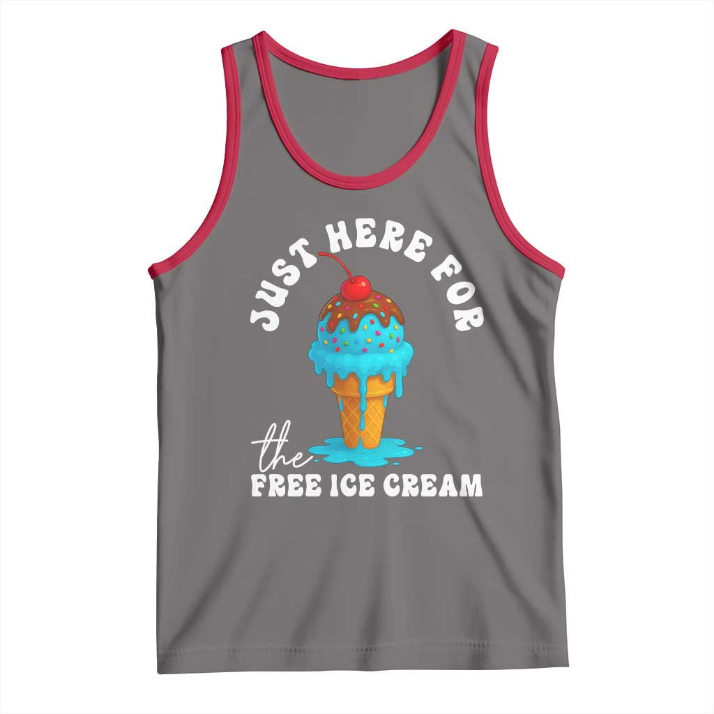 I'm Just Here For The Free Ice Cream Tank Top Funny Cruise Summer Vacation - Wonder Print Shop