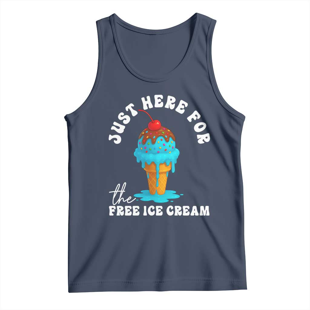 I'm Just Here For The Free Ice Cream Tank Top Funny Cruise Summer Vacation - Wonder Print Shop
