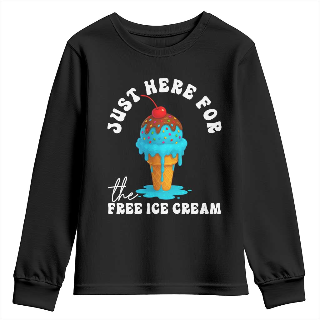 I'm Just Here For The Free Ice Cream Youth Sweatshirt Funny Cruise Summer Vacation - Wonder Print Shop