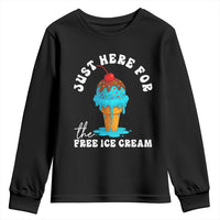 I'm Just Here For The Free Ice Cream Youth Sweatshirt Funny Cruise Summer Vacation - Wonder Print Shop